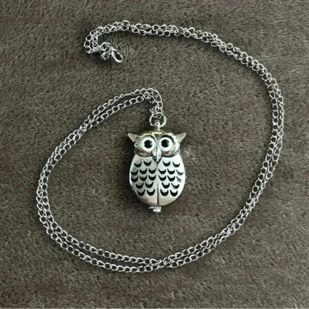 Owl Silver Pocket Watch and Chain NWT